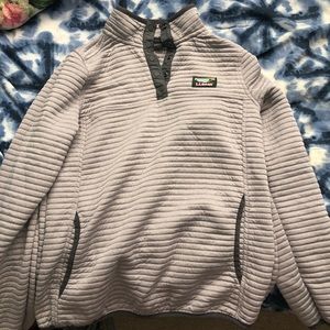 grey LL bean crew neck